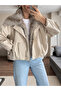 Fur Bomber Zippered Trench Coat - 2