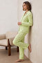 Women's Polka Dot Classic Collar Green Pajama Set - 5