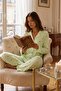 Women's Polka Dot Top and Bottom Green Pajama Set - 2