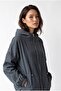 2237 Stoned Adjustable Drawstring Hooded Zippered Jacket Smoked - 3