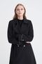 Black Palermo Trench Coat with Chain Accessory Detail and Belt 13560