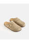Women Beige Buckle Detail Closed Toe Mules - 2