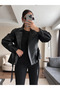Double-Breasted Leather Jacket with Cross-Zip Closure - 4