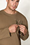Salvo Men's Organic Cotton Pocket Long Sleeve Khaki T-Shirt - 3