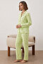Women's Polka Dot Classic Collar Green Pajama Set - 4