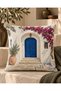 Greece and Aegean Themed Blue Door Olive Patterned Digital Printed Set of 4 Gift Throw Pillow Covers - 4