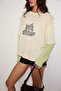 Rivossa women's stone print long sleeve beige-green t-shirt - 2