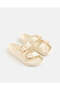 Women Beige Buckle Trim Slides - 2
