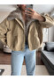 Fur Bomber Zippered Trench Coat - 3