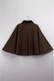 Brown Velvet Collar Poncho with Button Detail on Sleeves Per9756 - 7