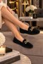 Women's Black Chain Detailed Comfortable Ballerina Shoes Suitable for Home and Daily Wear - 4