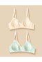 Senior Girls Blue And Yellow Ditsy Print Padded Bras 2 Piece