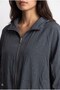 2237 Stoned Adjustable Drawstring Hooded Zippered Jacket Smoked - 2