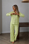 Women's Polka Dot Home Wear Green Pajama Set - 4