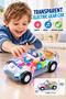 Transparent Electric Police Gear Car Toy with Colorful Moving Gears, Lights & Music – Battery Operated Educational Car for Kids 3+