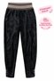 Plus Size Women's Velvet Textured Pants with Striped Waist and Buttoned Leg Detail - 2
