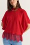 Women's Red Lace Detailed Half Turtleneck Bat Sleeve Oversize Knitwear Blouse Tk261025 60286174 - 5