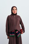 Women's Sewing Detail Zippered Skirt Suit Brown - 3