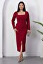 Square Neckline Front Slit Stoned Dress 2026-5004 - 6