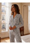Women's Polka Dot Top and Bottom Gray Pajama Set - 3