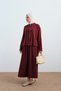 Women's Sewing Detail Zippered Skirt Suit Burgundy - 4