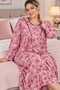 100% Cotton Long Sleeve Floral Patterned Plus Size Women's Nightgown - 2