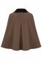 Brown Velvet Collar Poncho with Button Detail on Sleeves Per9756 - 8