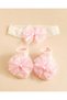 Baby Girls Pink And Ivory Bow 2 Piece Accessory Set