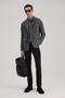Gray Slim Fit Jacket with Court Collar and Patches