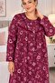 100% Cotton Long Sleeve Floral Patterned Plus Size Women's Nightgown - 3