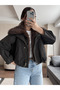 Fur Bomber Zippered Trench Coat - 5