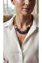 Handmade Navy Blue and White Striped Glass Beaded Special Design Necklace - 4