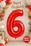 6 Years Old 40Inch Red Number Foil Balloon 100 cm Age Balloon 1 Meter