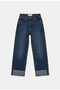 Women's Dark Blue 2W6-5 Relaxed Fit Denim Jeans with Detailed Cuffs - 3