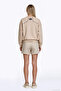 Horse Figure Embroidered Sweatshirt Beige - 5