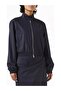 Short Viscose Blend Bomber Jacket with Zipper and Stylish Texture