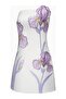 Iris Flower Pattern Strapless Mini Evening Dress Women's Dress - 3