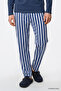 Men's Indigo 2-Piece 100% Cotton Soft Textured Striped Pajama Set with Side Pockets - 5