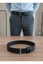 Men's Black Leather Belt – 4 cm Wide, with Stylish Metal Buckle - 2