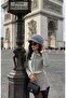 Striped Knitted Women's Beanie/Hat with Visor - 2