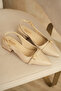Zrct4 - Premium 5cm Two Buckle Pointed Toe Low Heel Shoes Beige