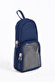 2-Compartment Navy Blue Pen Holder with Transparent Pockets - 2