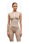 Base Contrast Trim Sleeveless Zip up Shapewear Zipper Women's Top