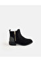 Girls Black Textured Ankle Boots
