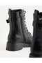 Women Black Buckle Detail Biker Boots - 4
