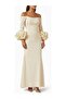 Beige Off-The-Shoulder Floral Applique Dress, Modern Romance