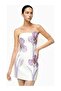Iris Flower Pattern Strapless Mini Evening Dress Women's Dress