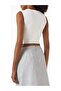 Viscose Knitwear Crop Top, Sleeveless, Body Fitting and Seasonal Basic Piece, Cream - 3