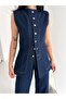 Sleeveless Vest and Trousers Denim Suit - Navy Blue Dark Blue - 6