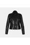 Women's Black Shirt Collar Dual-Use Biker Leather Jacket - 3